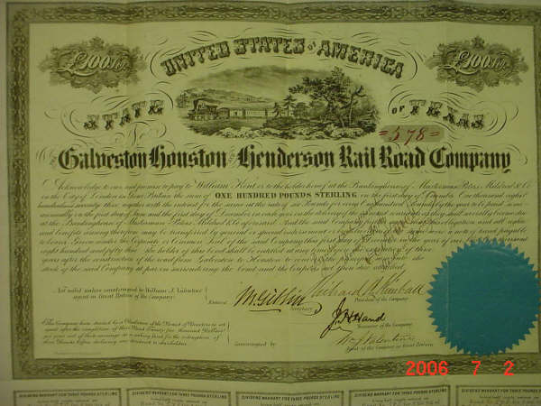 GALVESTON HOUSTON & HENDERSON RAIL ROAD CO. 578
